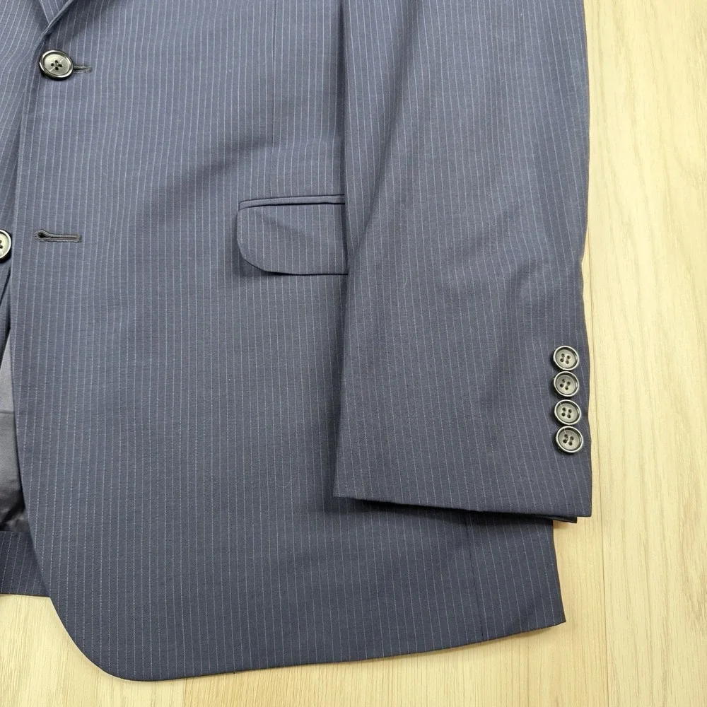 Brooks Brothers Fitzgerald BrooksCool Wool Blazer Blue Striped Mens Size 41L